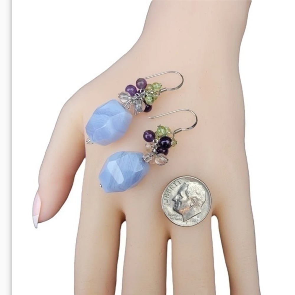 - Large Sterling silver dangle earrings